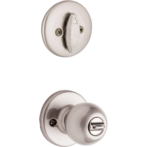 Kwikset Polo deadbolt satin nickel offers reliable locking on exterior doors.
