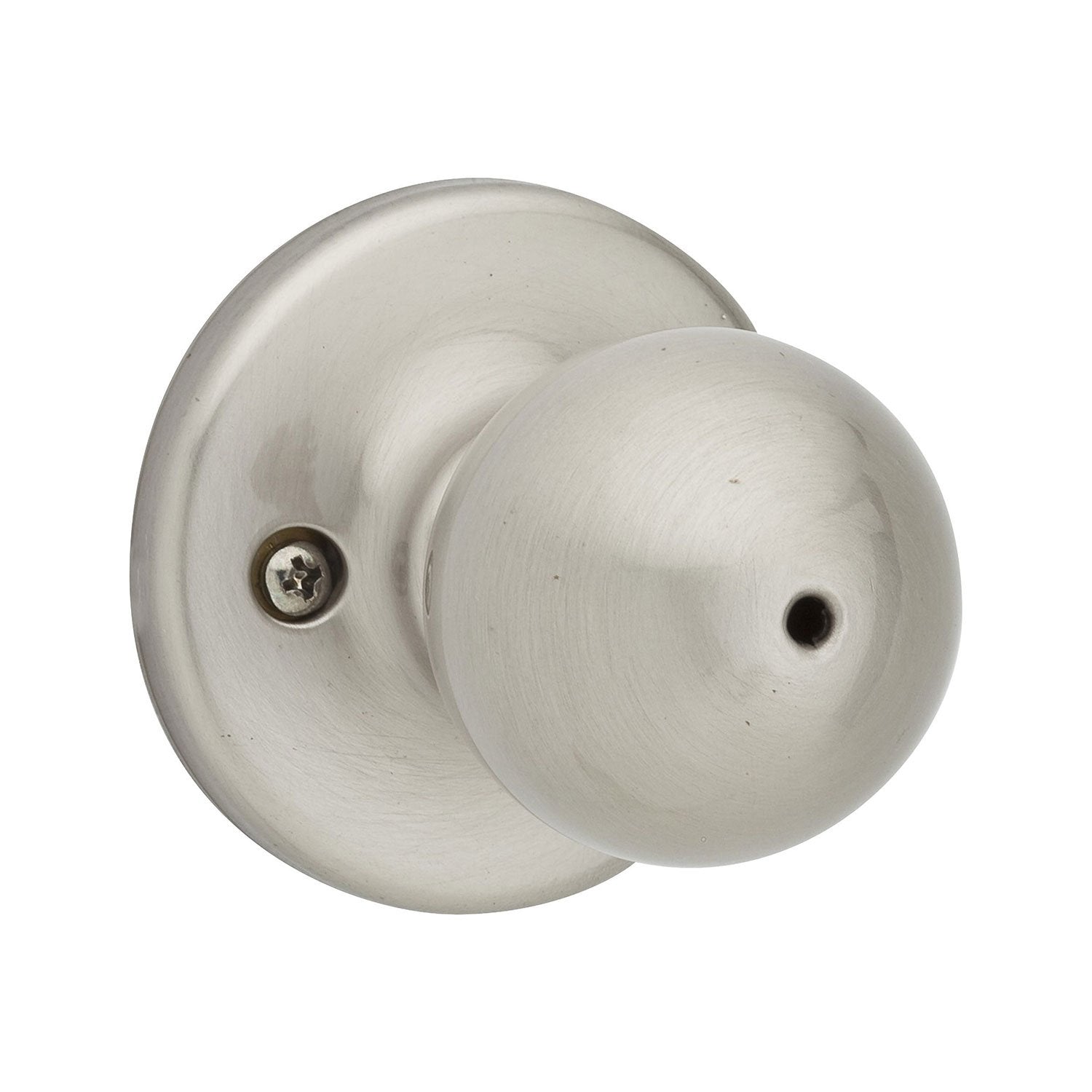 Kwikset Polo interior privacy door knob with satin nickel finish, ideal for bedrooms and bathrooms