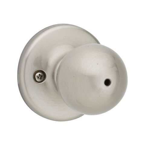 Kwikset Polo interior privacy door knob with satin nickel finish, ideal for bedrooms and bathrooms