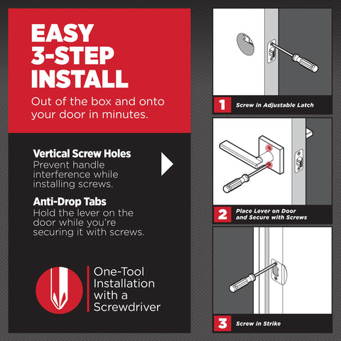 Kwikset Prava easy DIY install with standard latch backset and screwdriver.