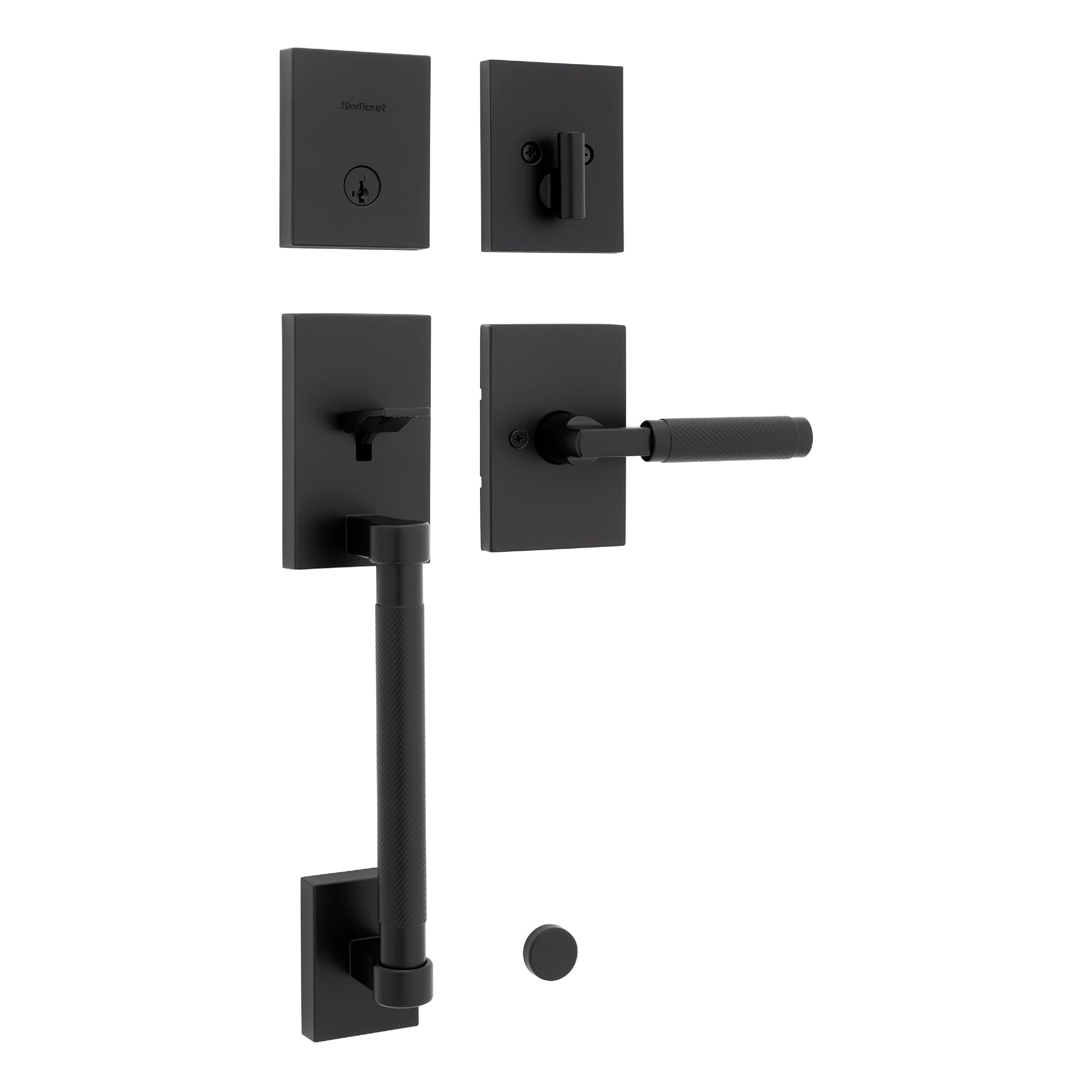 Kwikset Prava exterior handleset with deadbolt offers secure entry and curb appeal.