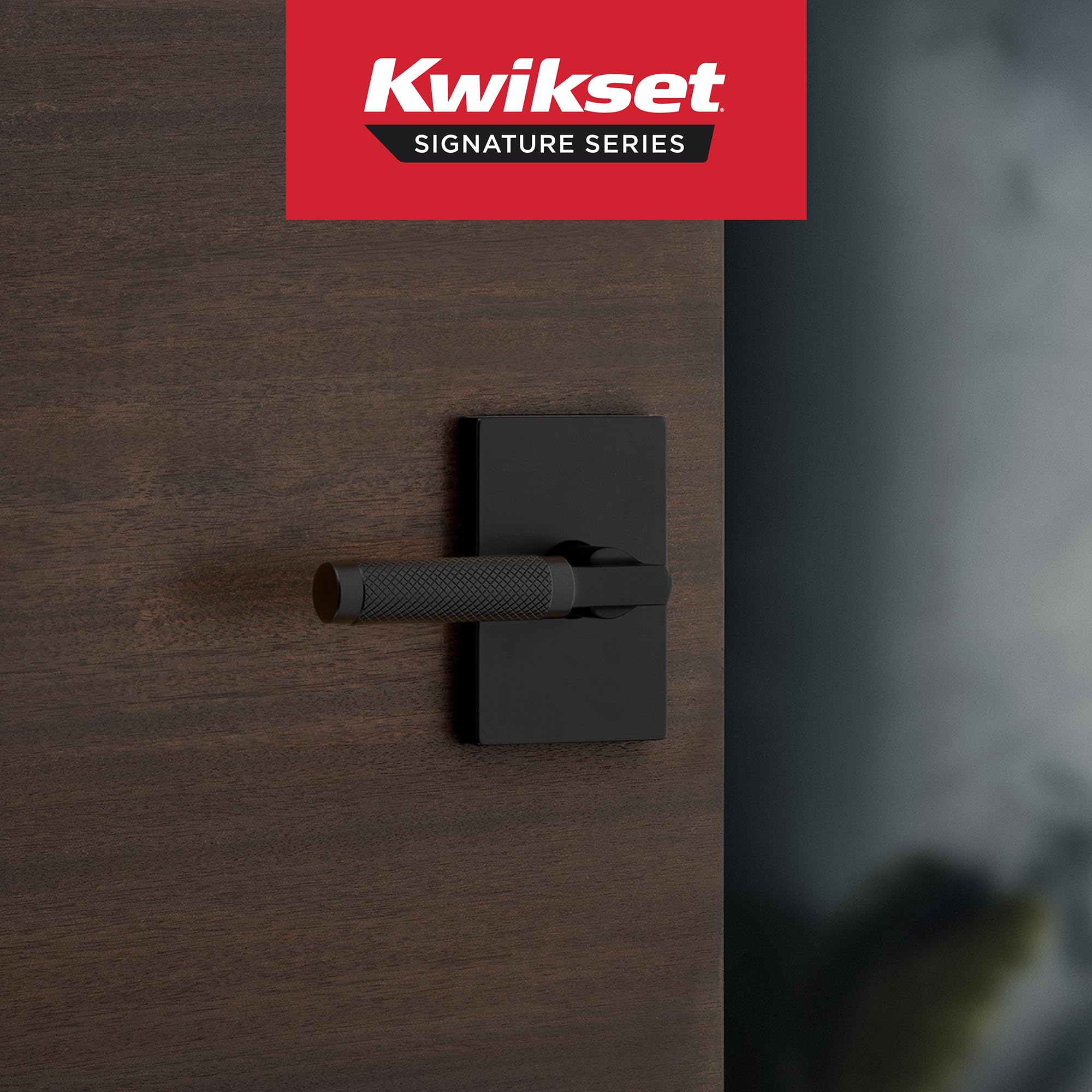 Kwikset Prava matte black finish complements modern interiors with warmth and sophistication.