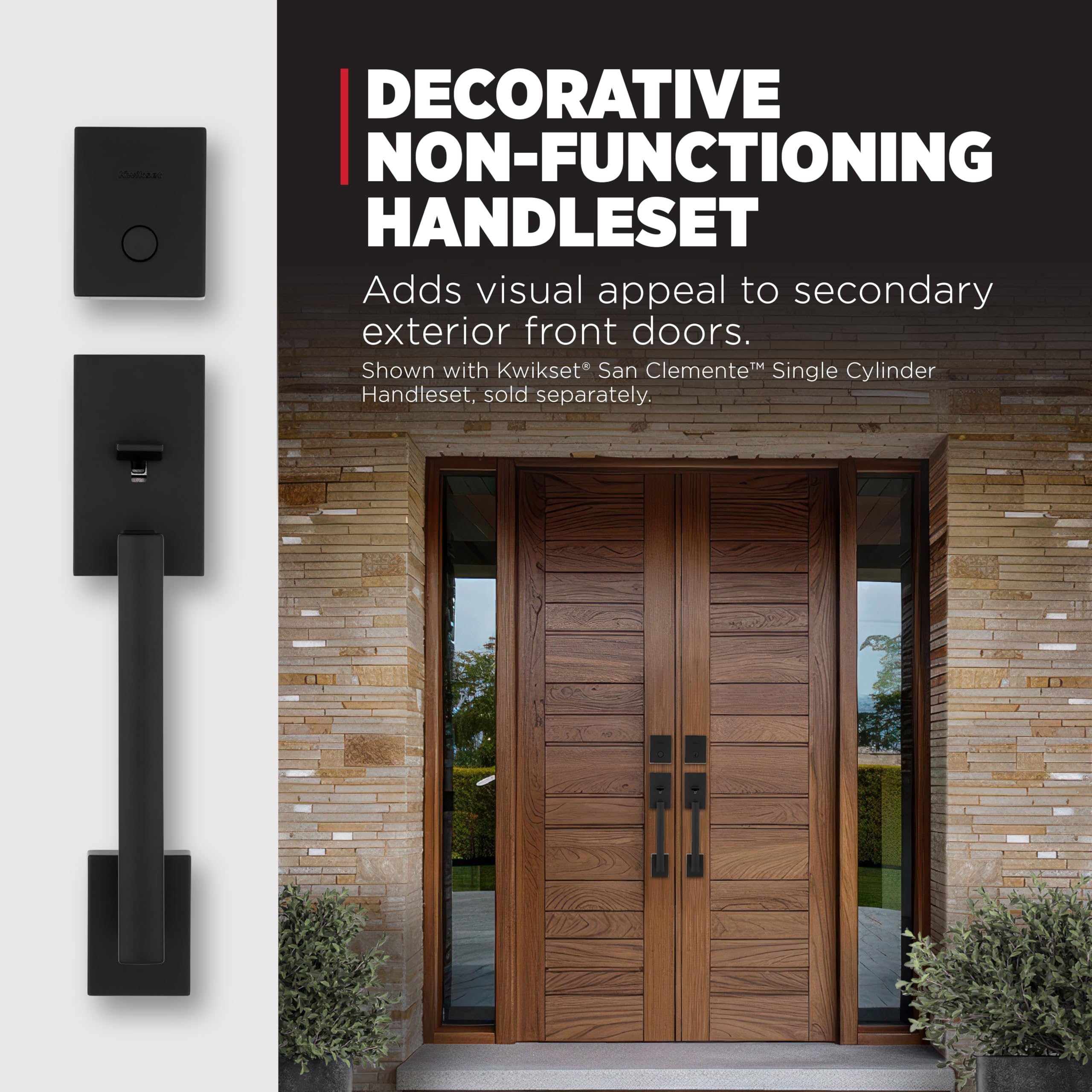 Kwikset San Clemente interior lever shown for comfortable, reversible operation.