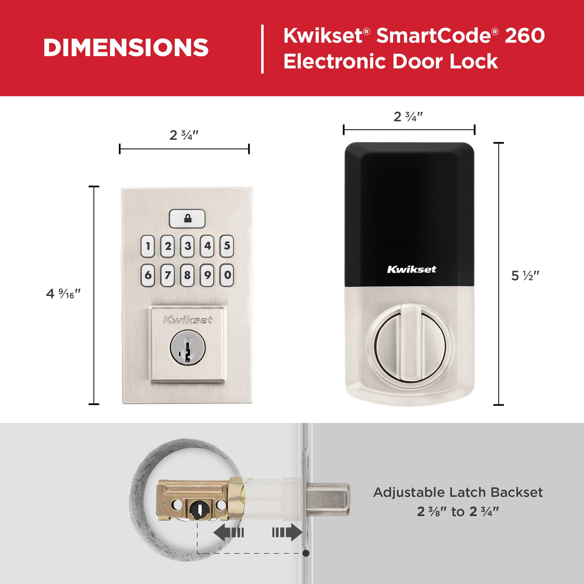 Kwikset SmartCode 260 exterior keypad entry with interior turn button