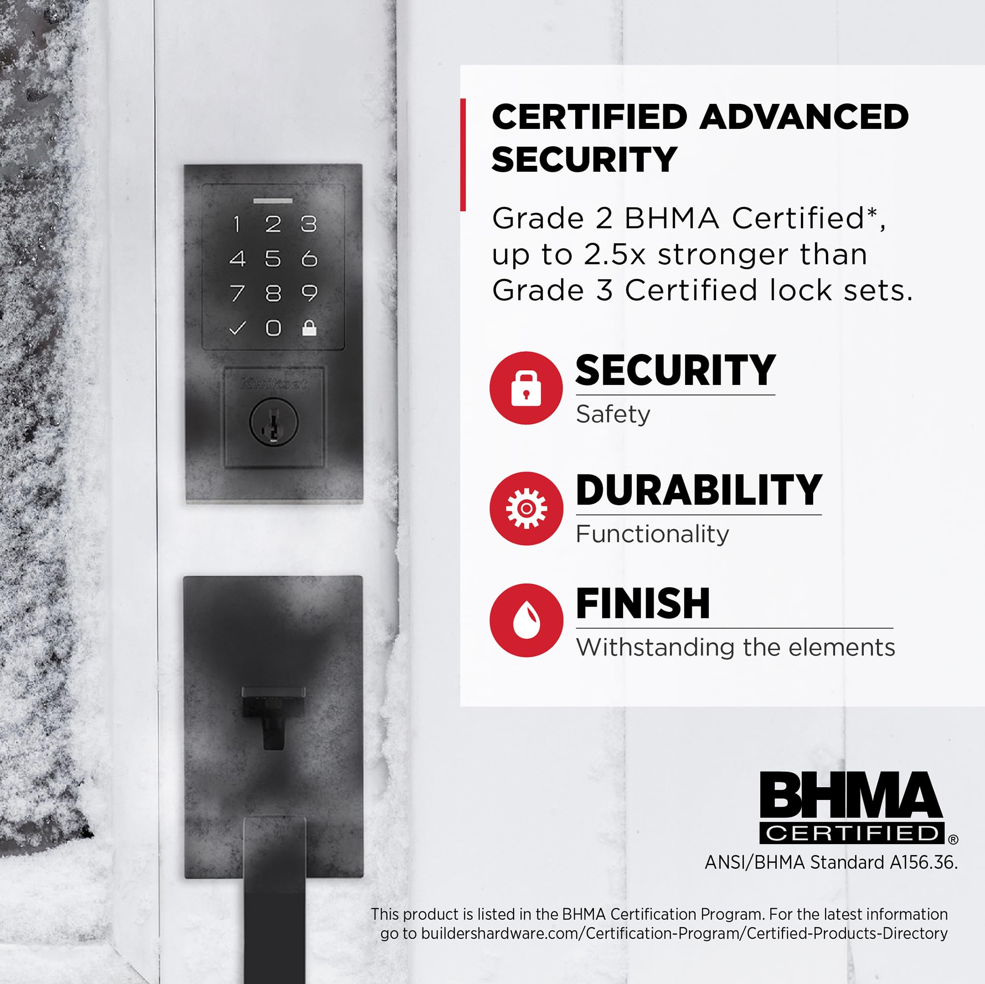 Kwikset SmartCode 270 up to 50 user codes for flexible access control.