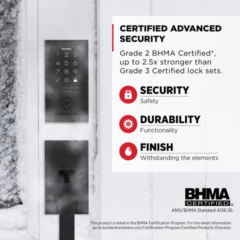 Kwikset SmartCode 270 up to 50 user codes for flexible access control.