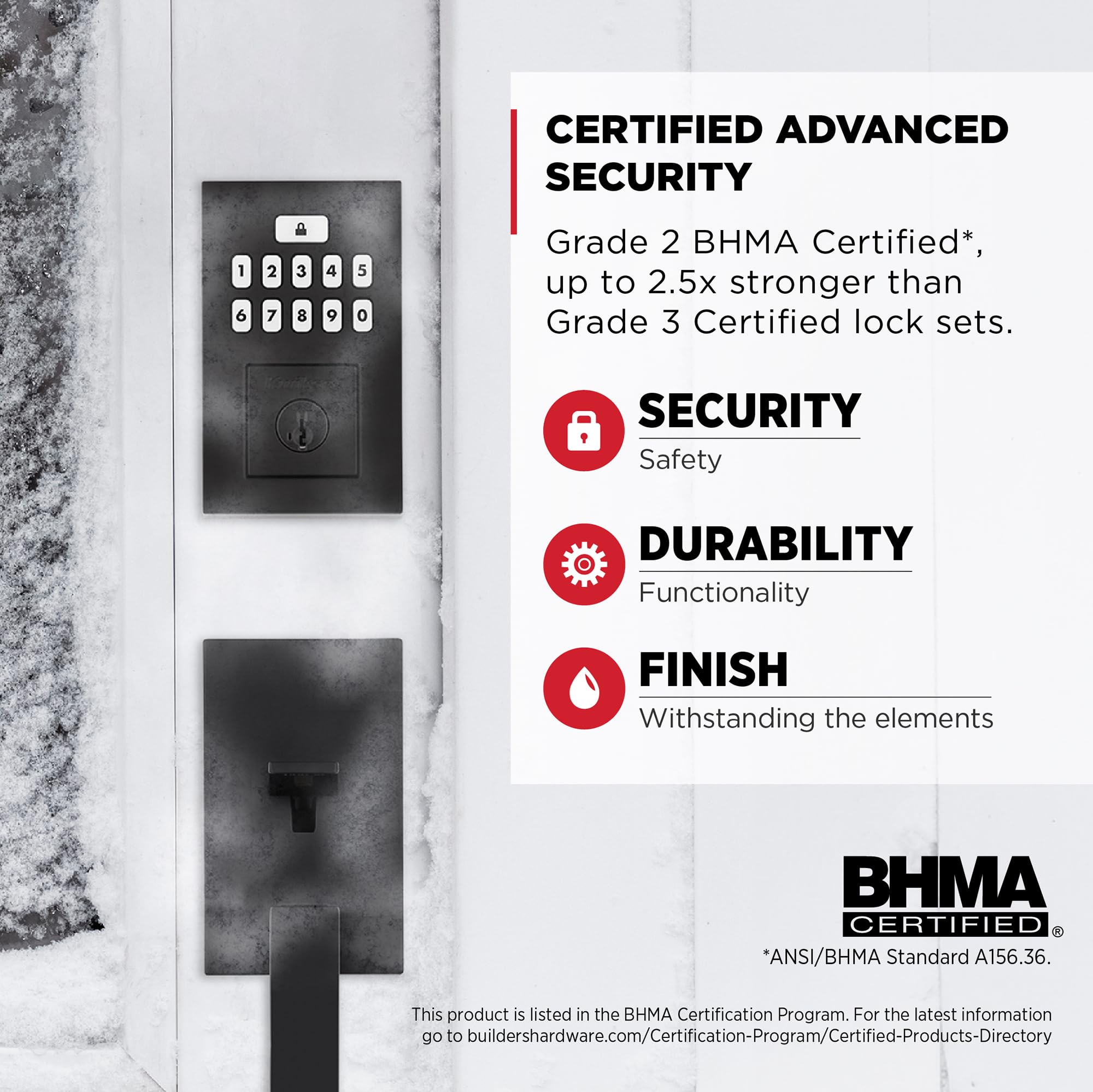 Kwikset SmartCode 260 Grade 2 security label for durability