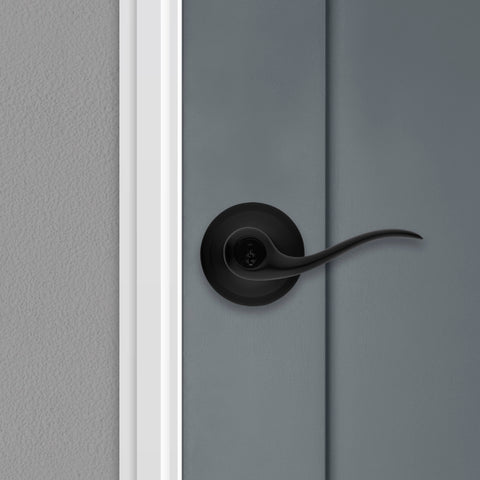 Kwikset Tustin reversible-lever image shows versatile left or right door fit