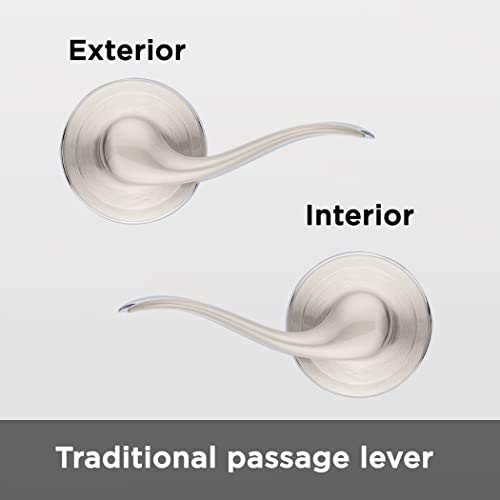 Kwikset Tustin satin nickel design complements modern interiors.