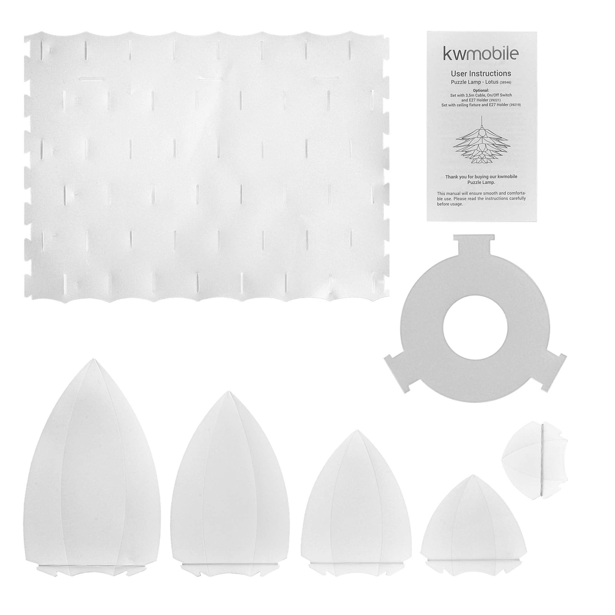 kwmobile Chandelier-ready lampshade kit with optional cord for custom lighting.