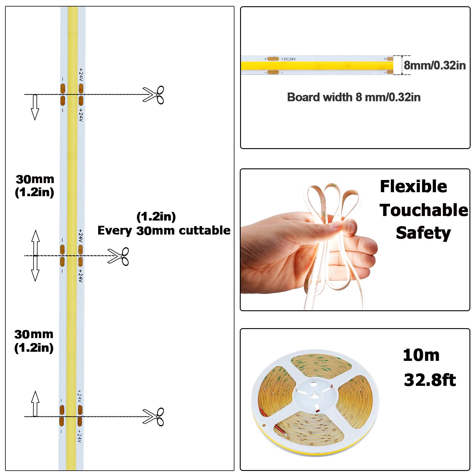 KXZM COB LED strip CRI 93+ offers natural color rendering.