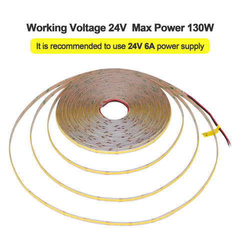 KXZM COB LED strip cuttable every 3 cm for precise DIY layouts.