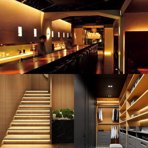 KXZM COB LED strip creates warm kitchen ambience and task lighting.
