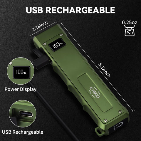 KYEKIO aluminum alloy body flashlight showing rugged durability.