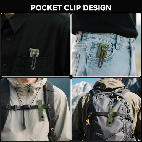 KYEKIO compact pocket flashlight clipped to backpack for daily carry.