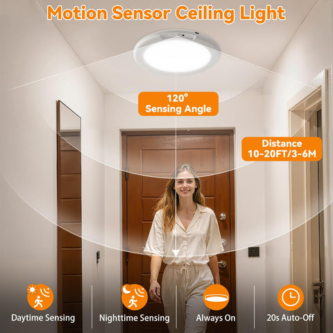 KYEKIO motion sensor ceiling light detects movement up to 20 ft.