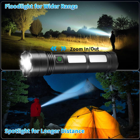 KYEKIO flashlight Type-C charging port and USB output enable quick recharging.