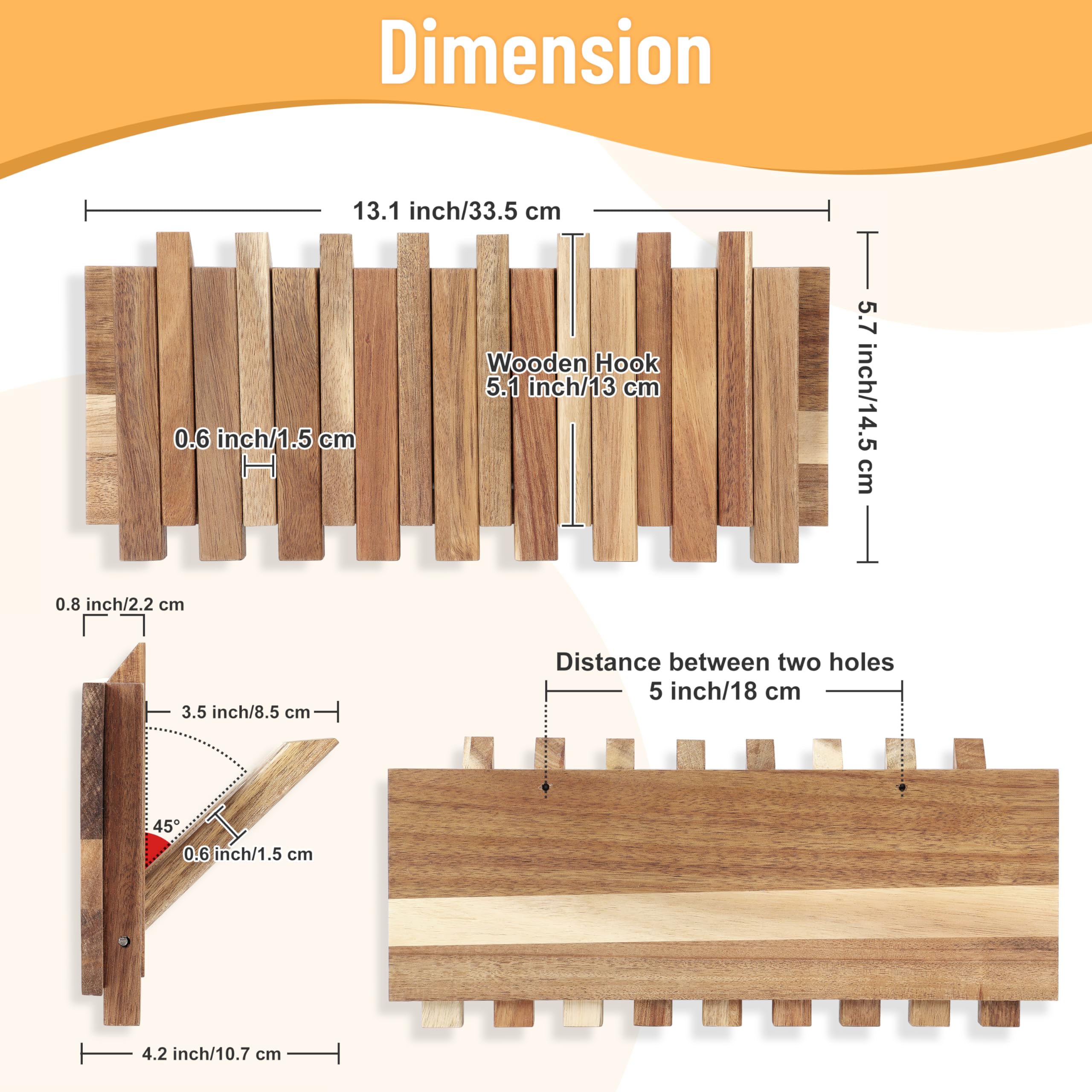 KYIAANY dimensions 13.2 by 5.7 inches.
