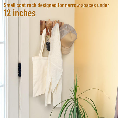 KYIAANY coat rack with flip-up hooks holds lightweight jackets neatly.