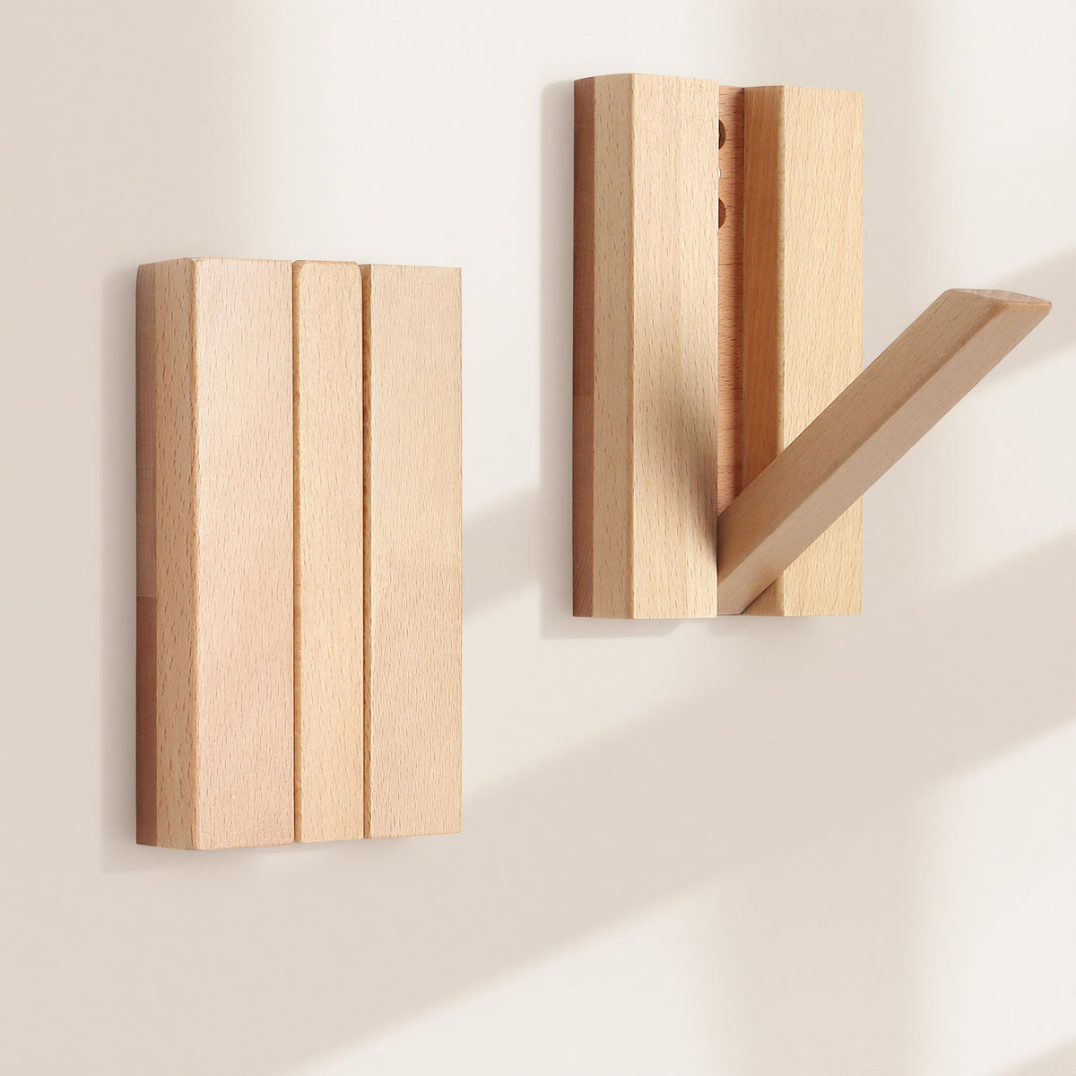 KYIAANY foldable wooden wall hook front view showing compact two-pack storage for small spaces