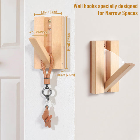 KYIAANY foldable wooden wall hook side view highlighting slim profile for corners
