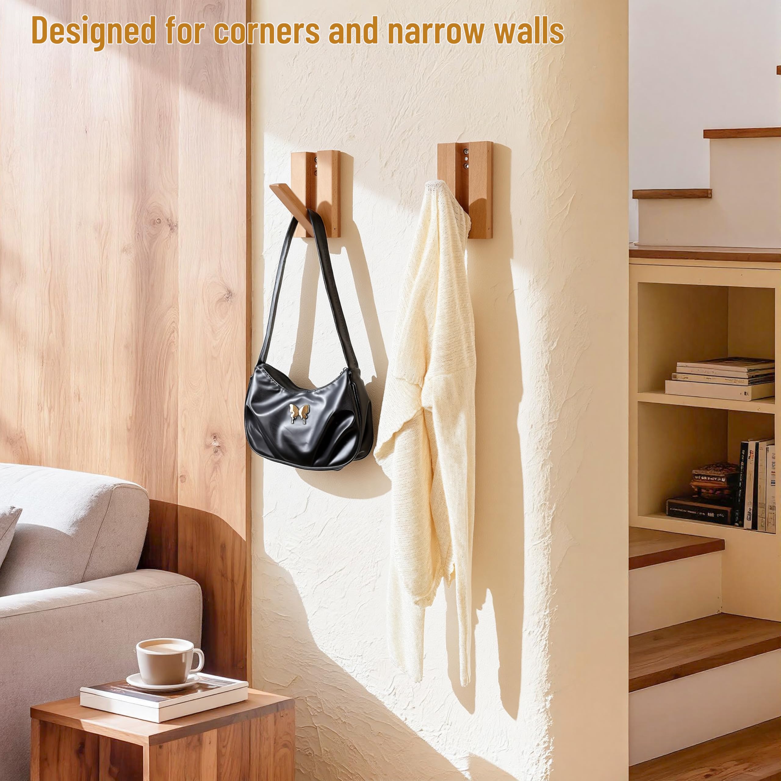 KYIAANY minimalist decor room shot displaying natural style with wooden hooks