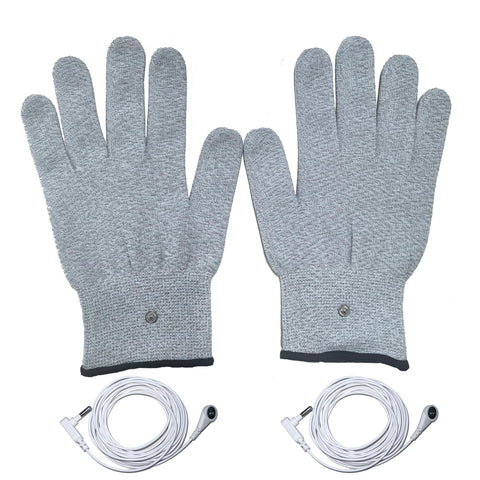 KYJiuLiu conductive silver glove front view for grounding and touch use.