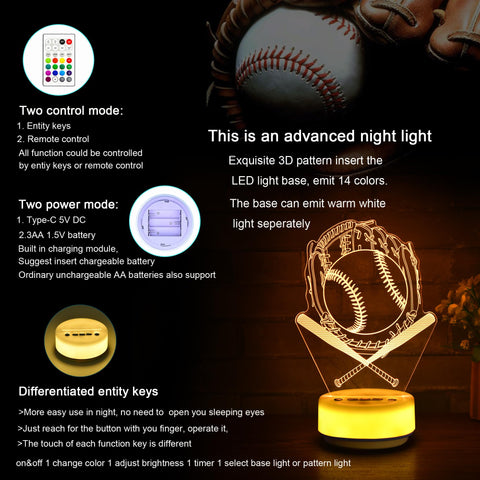 KYMELLIE baseball night light makes a thoughtful gift for sports fans