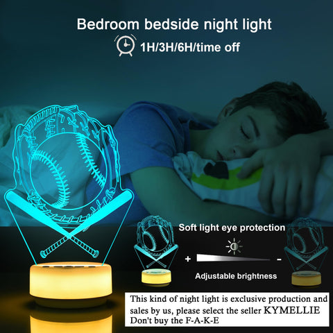 KYMELLIE baseball night light remote operation for easy nighttime control