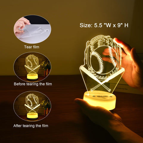 KYMELLIE baseball night light with timer for energy-saving evenings