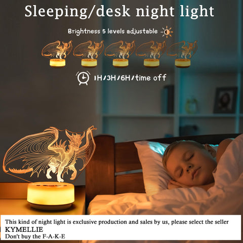 KYMELLIE Dragon Night Light remote control for convenient bed-side operation.