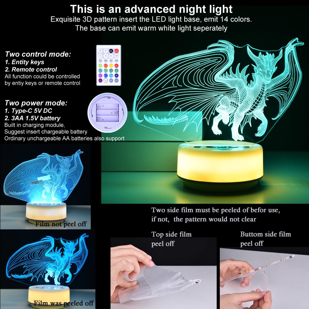 KYMELLIE Dragon Night Light eco-friendly materials safe for children.