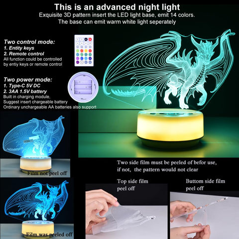 KYMELLIE Dragon Night Light eco-friendly materials safe for children.
