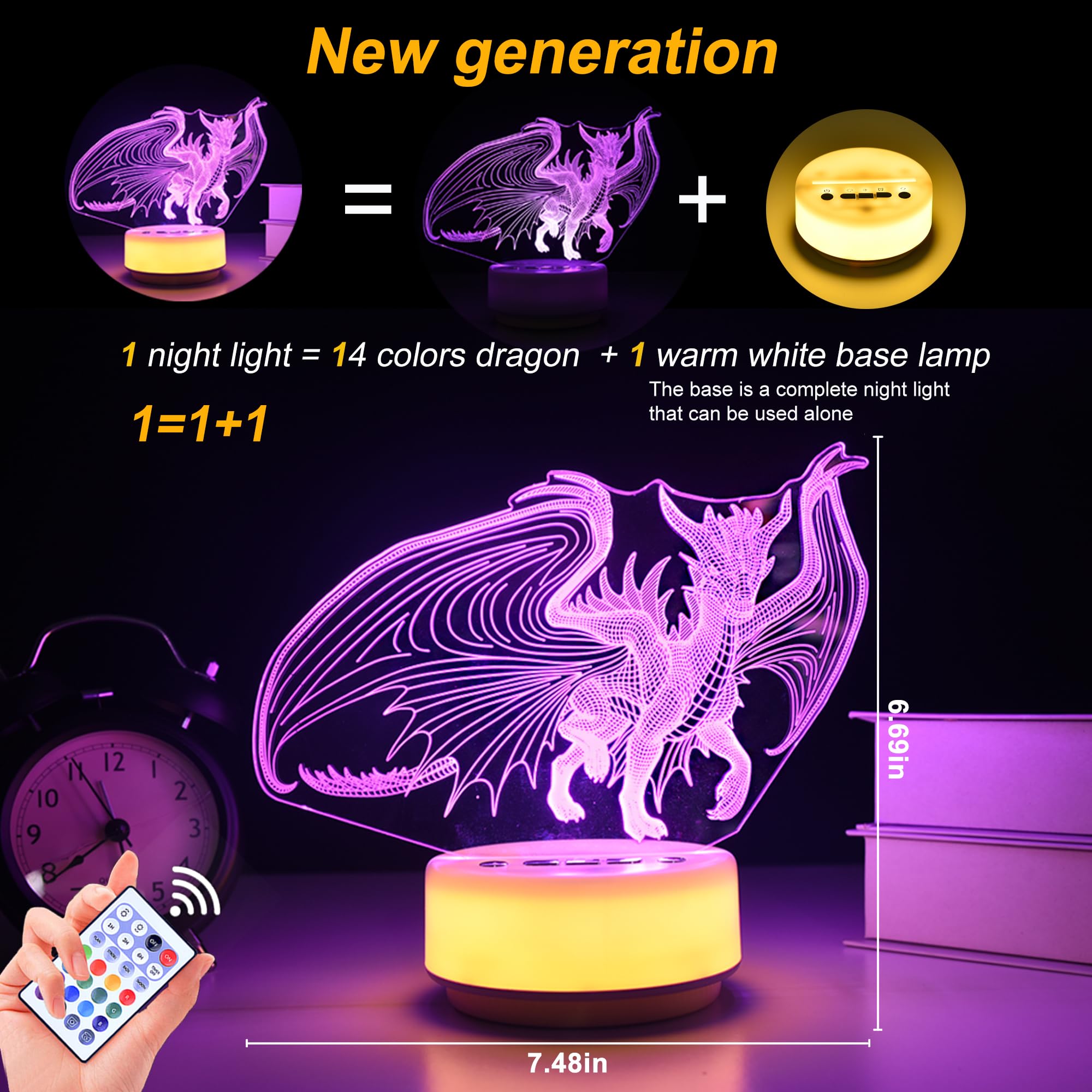 KYMELLIE Dragon Night Light soft glow ideal for kids’ rooms.