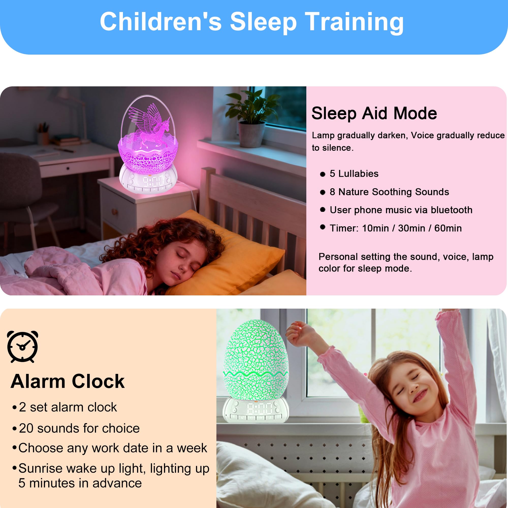 KYMELLIE Unicorn Night Light features 8 color modes and soothing ambience for cozy rooms