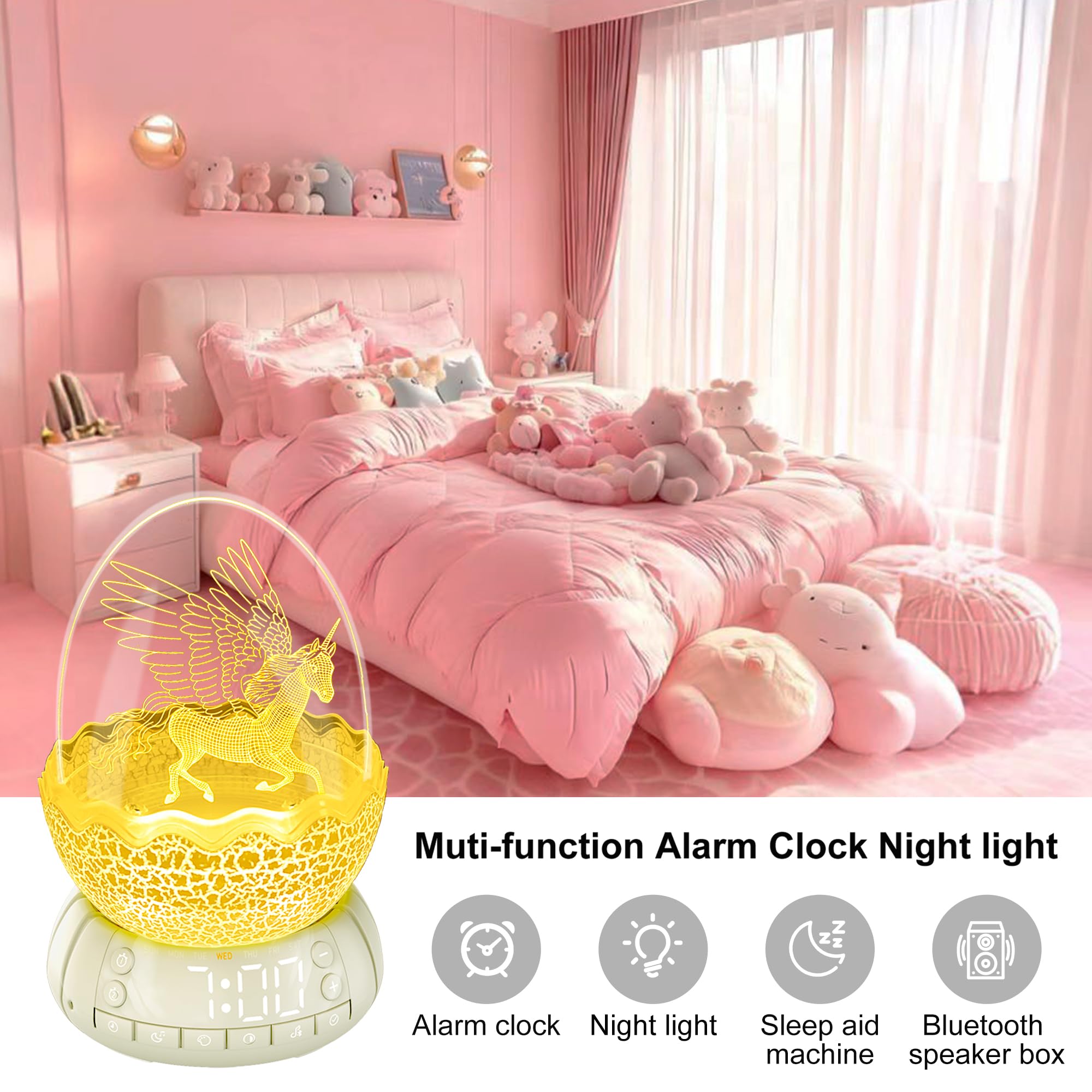 KYMELLIE Unicorn Night Light detachable egg offers portable mood lighting for any desk or nightstand