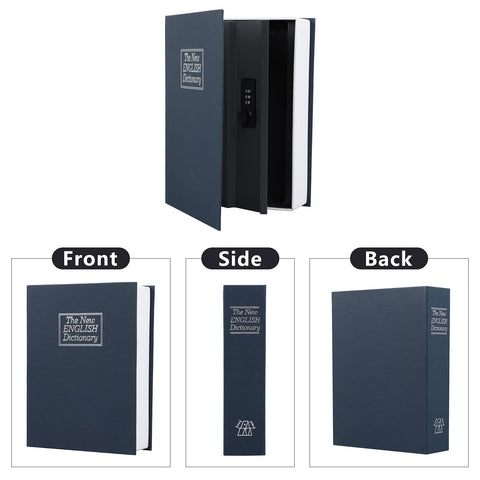 KYODOLED book safe navy blue cover blends with books while guarding cash.