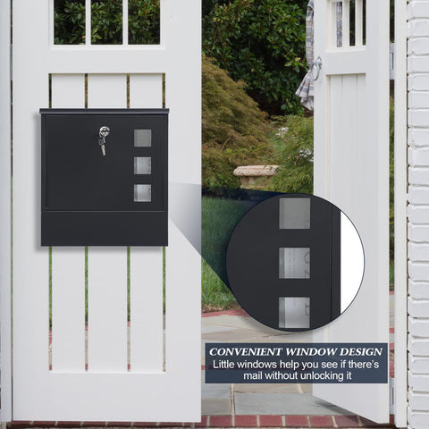 KYODOLED locking mailbox capacity compartments reveal ample storage for letters and magazines.
