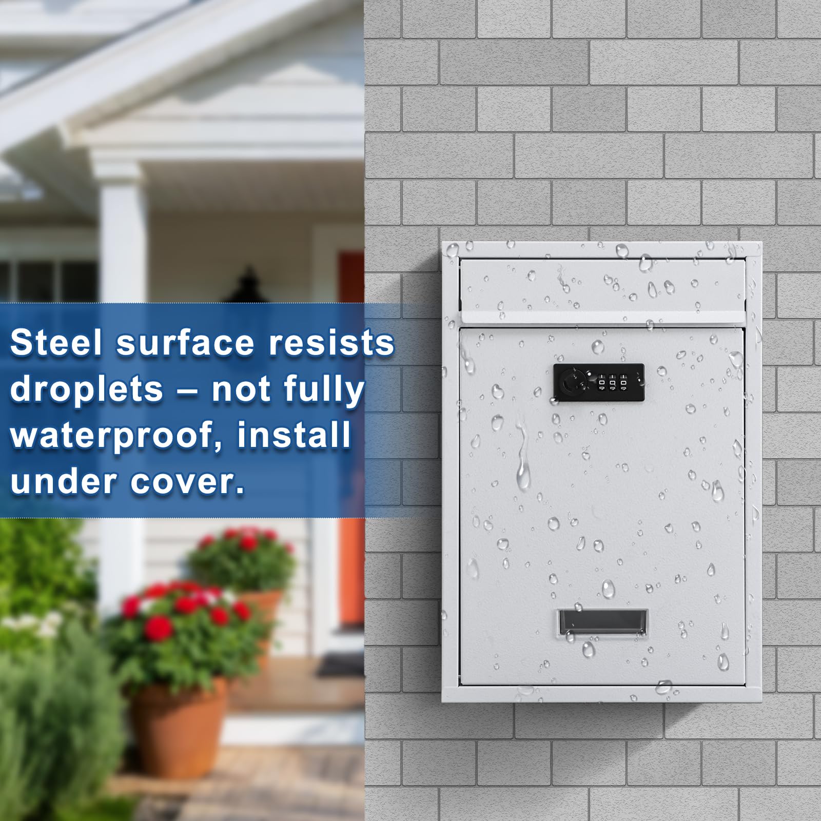 KYODOLED locking mailbox door-open demonstrates easy access with a lock.