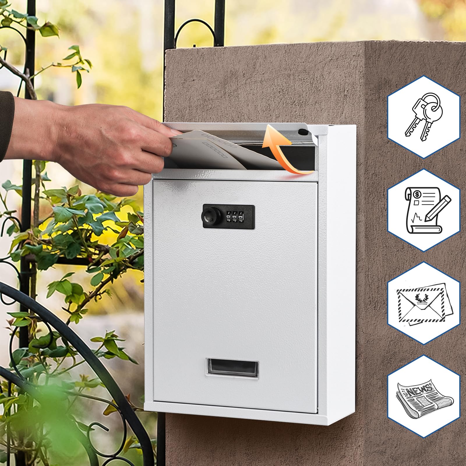 KYODOLED locking mailbox mounting holes and screws for quick installation.