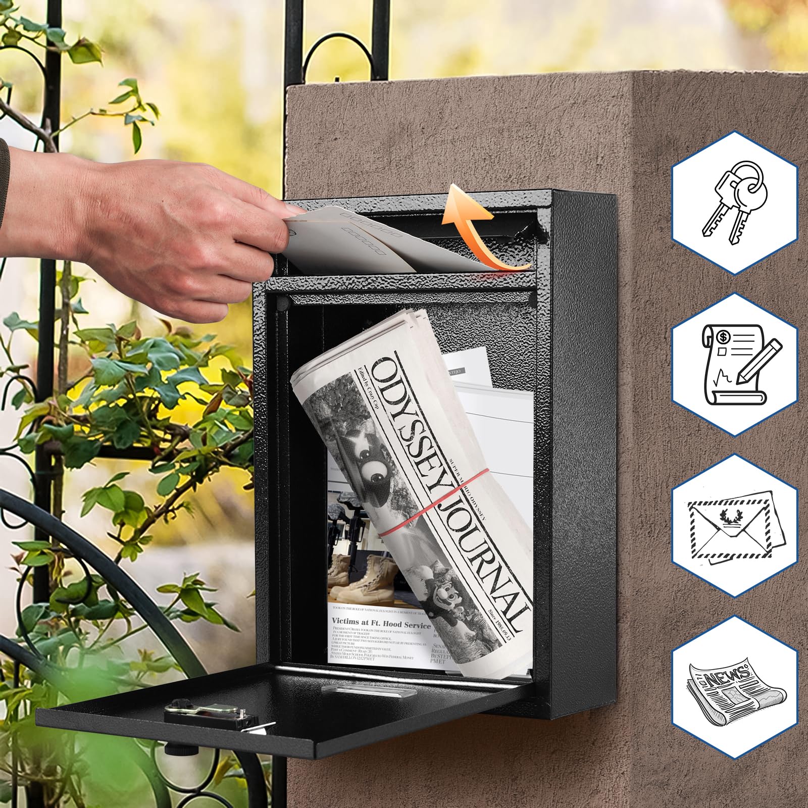 KYODOLED wall-mount mailbox side profile for compact outdoor installation