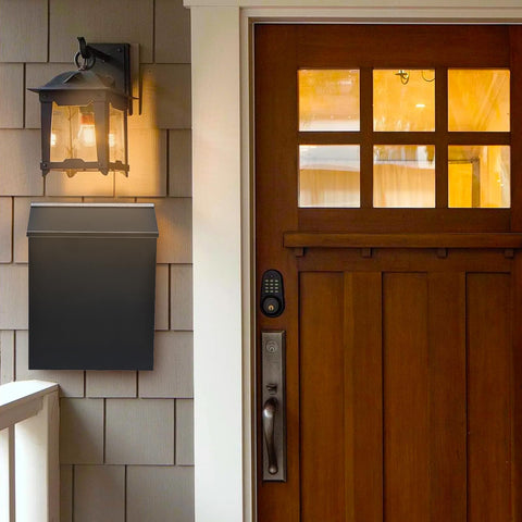 KYODOLED drop-box style mailbox helps secure mail at the exterior.