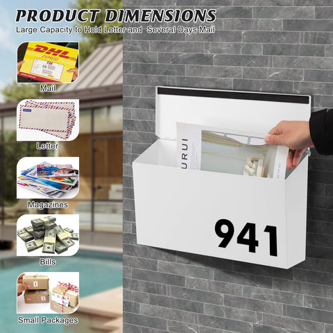 KYODOLED wall-mount mailbox with four pre-drilled holes for quick installation