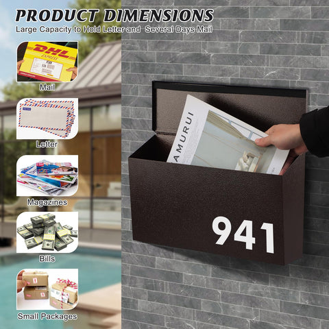KYODOLED interior of wall-mount mailbox with roomy compartment