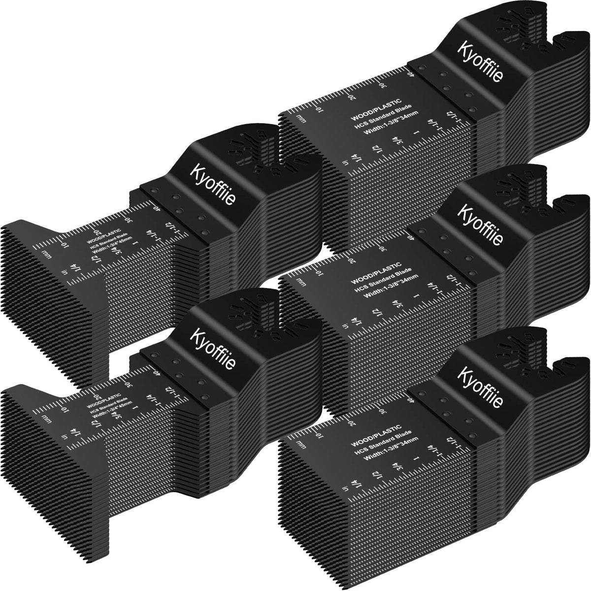 Kyoffiie wood-plastic blade 1-3/8 inch enables precise cuts in tight spaces.