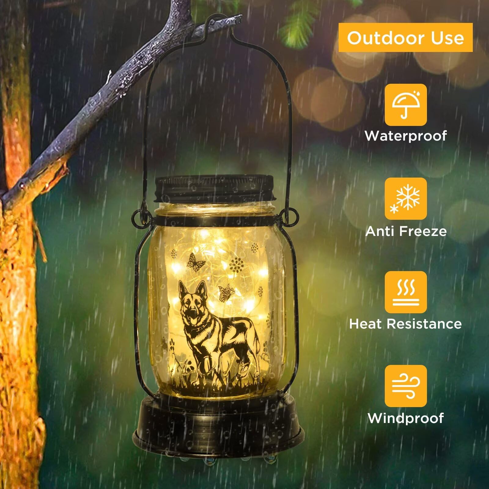 Kyoryuger lantern with dog love design enhances porch ambiance.