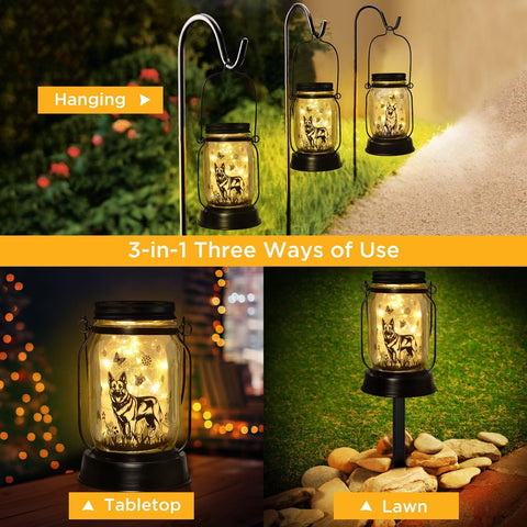 Kyoryuger pet memorial lights for outdoor use with gentle glow.
