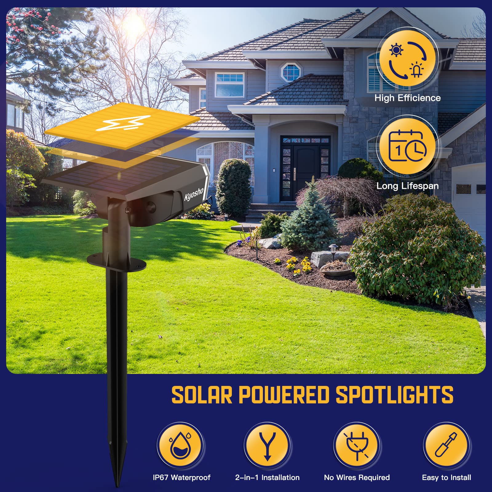 Kyosho color changing solar light along pathway adds fixed colors for walkways.