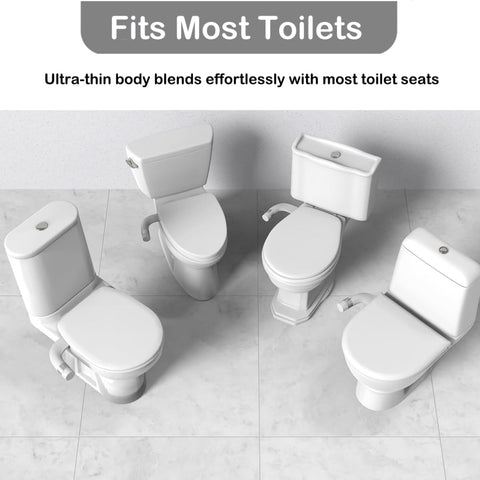 KYUKRI slim-profile bidet integrates with a standard toilet seat.