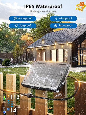 KYY 54ft solar string lights dimmable mood lighting.